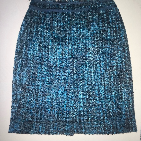 J McLaughlin Blue Tweed Skirt - Picture 1 of 6